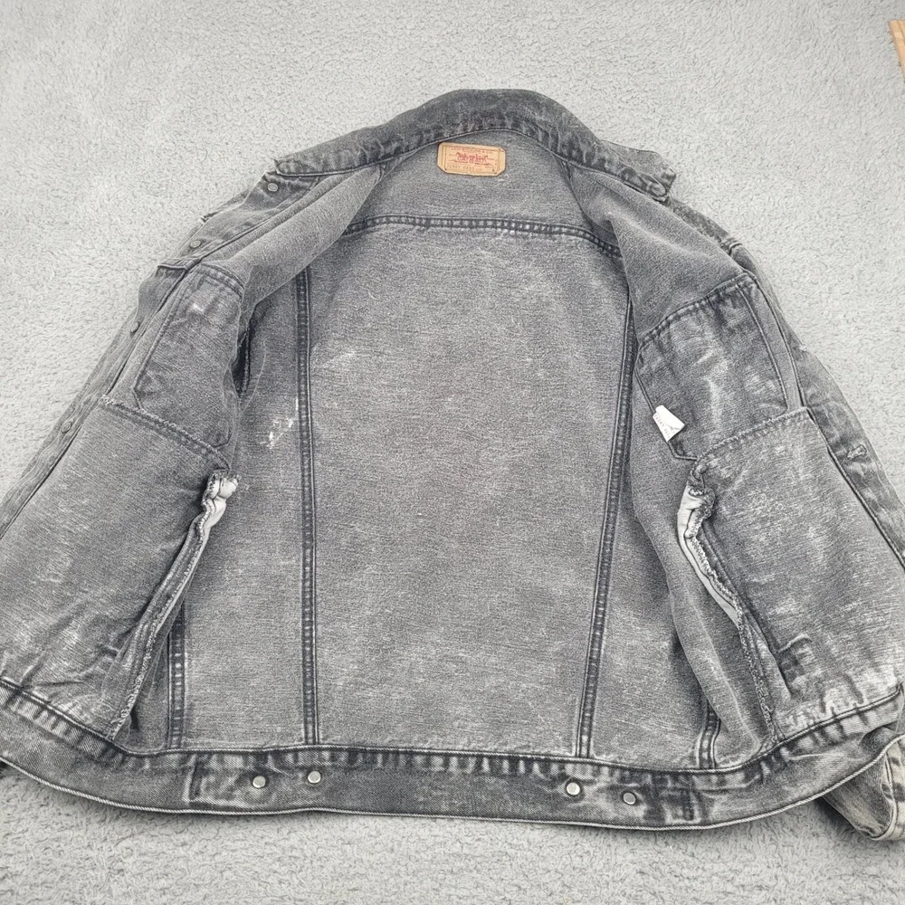 Vintage 80s Levis Denim Jacket Gray Acid Wash Mens Trucker Jean Jacket USA Small - Picture 3 of 15